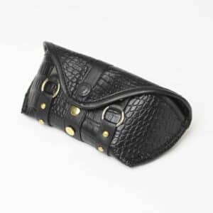Brillenetui: Golden Black Croc