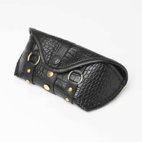 Brillenetui: Golden Black Croc