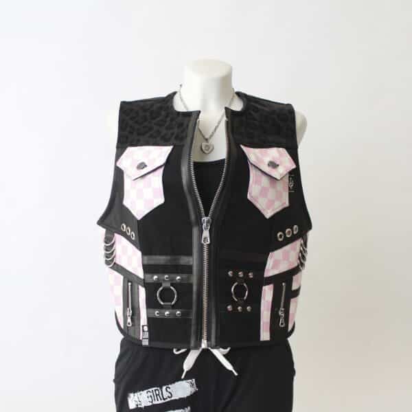 Jeansweste: Gr.L- Rose Check Black – Bild 9
