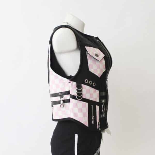 Jeansweste: Gr.L- Rose Check Black – Bild 3