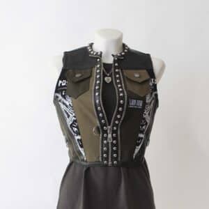 Jeansweste: Gr.XS- Studded Sewicidal Olive
