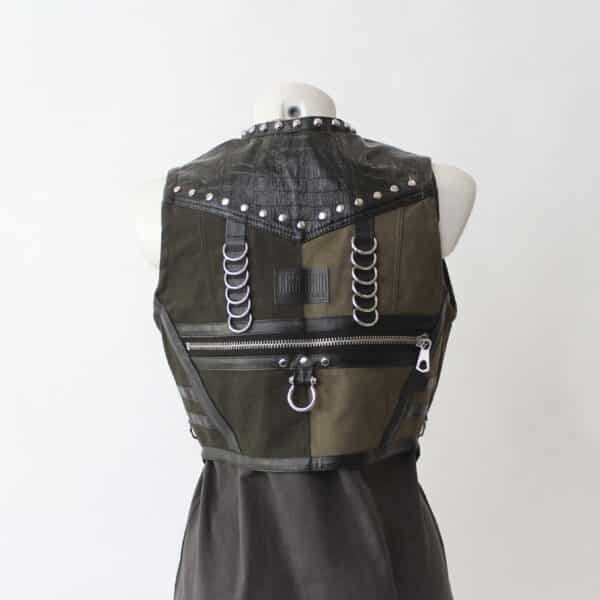 Jeansweste: Gr.XS- Studded Sewicidal Olive – Bild 3