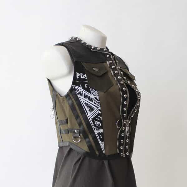 Jeansweste: Gr.XS- Studded Sewicidal Olive – Bild 2