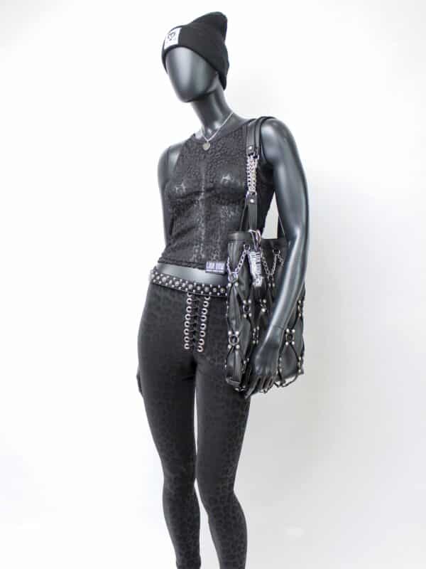 Handmade singlelayer TankTop: Black Leo Mesh – Bild 7