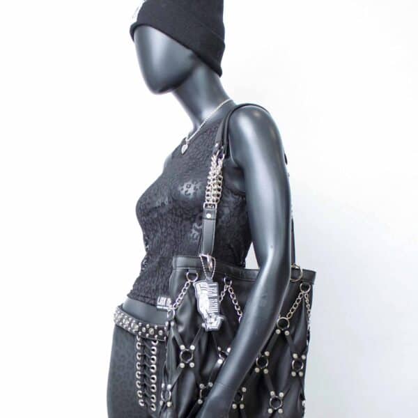 Handmade singlelayer TankTop: Black Leo Mesh – Bild 4
