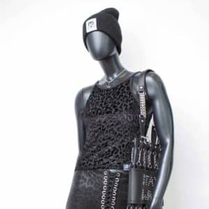 Handmade doublelayer TankTop: Black Velvet Flock
