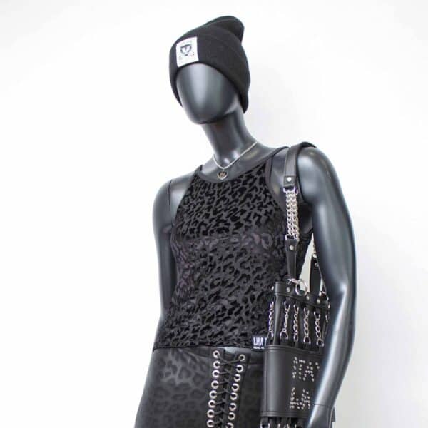 Handmade doublelayer TankTop: Black Velvet Flock