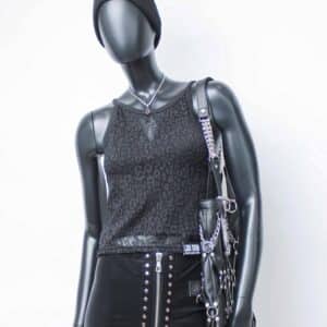 Handmade doublelayer TankTop: Black Leo Mesh