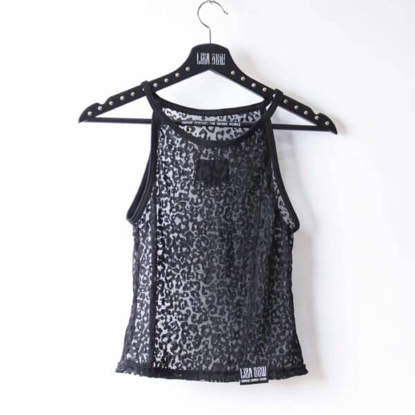 Handmade singlelayer TankTop: Black Leo Mesh – Bild 5