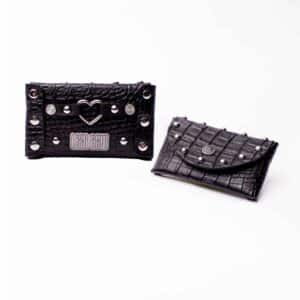Studded Small Wallet - Croc