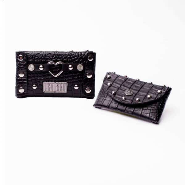 Studded Small Wallet - Croc