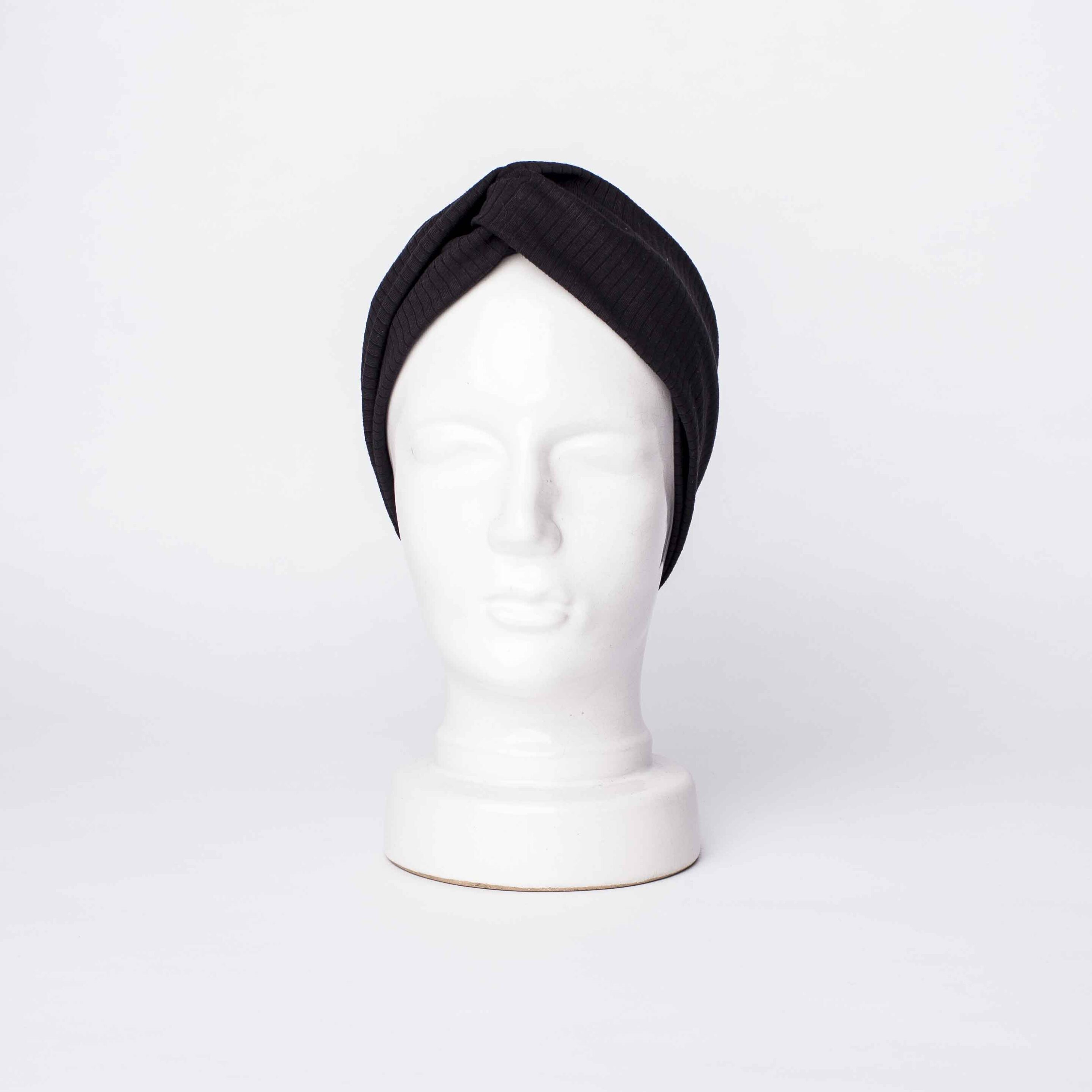 Headband Turban: Black Rib