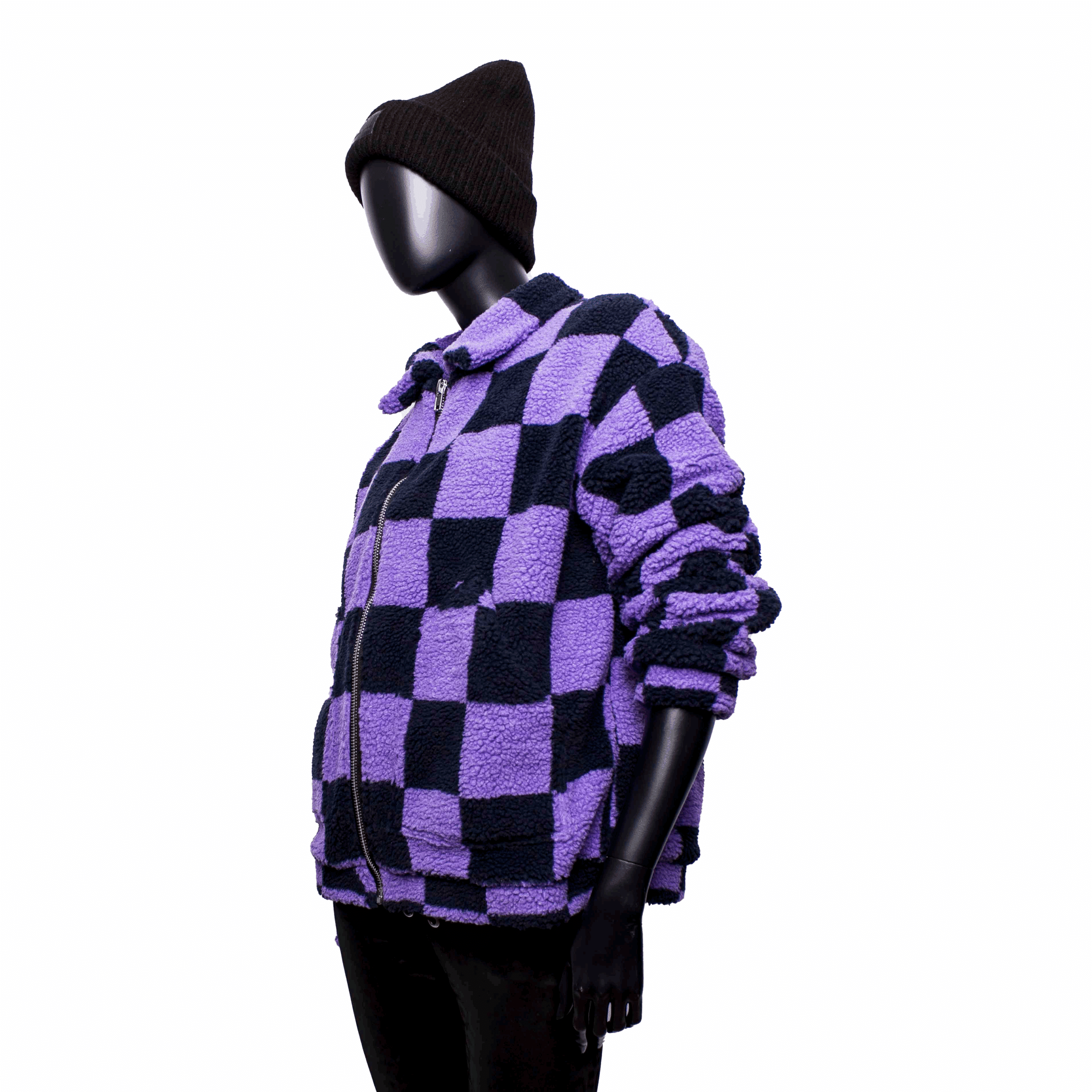 Handmade Oversized Jacket: Violet Check – Bild 4