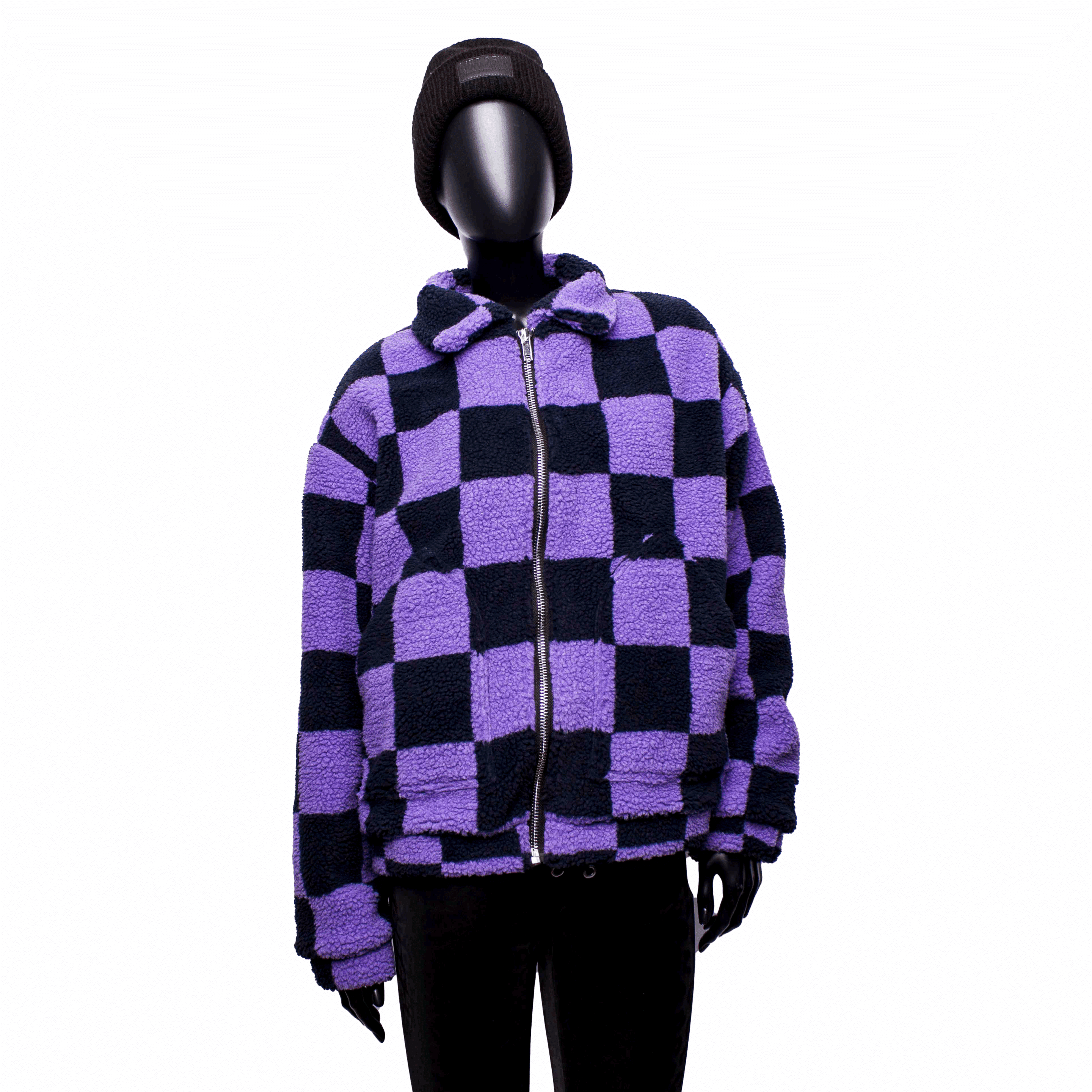 Handmade Oversized Jacket: Violet Check – Bild 2