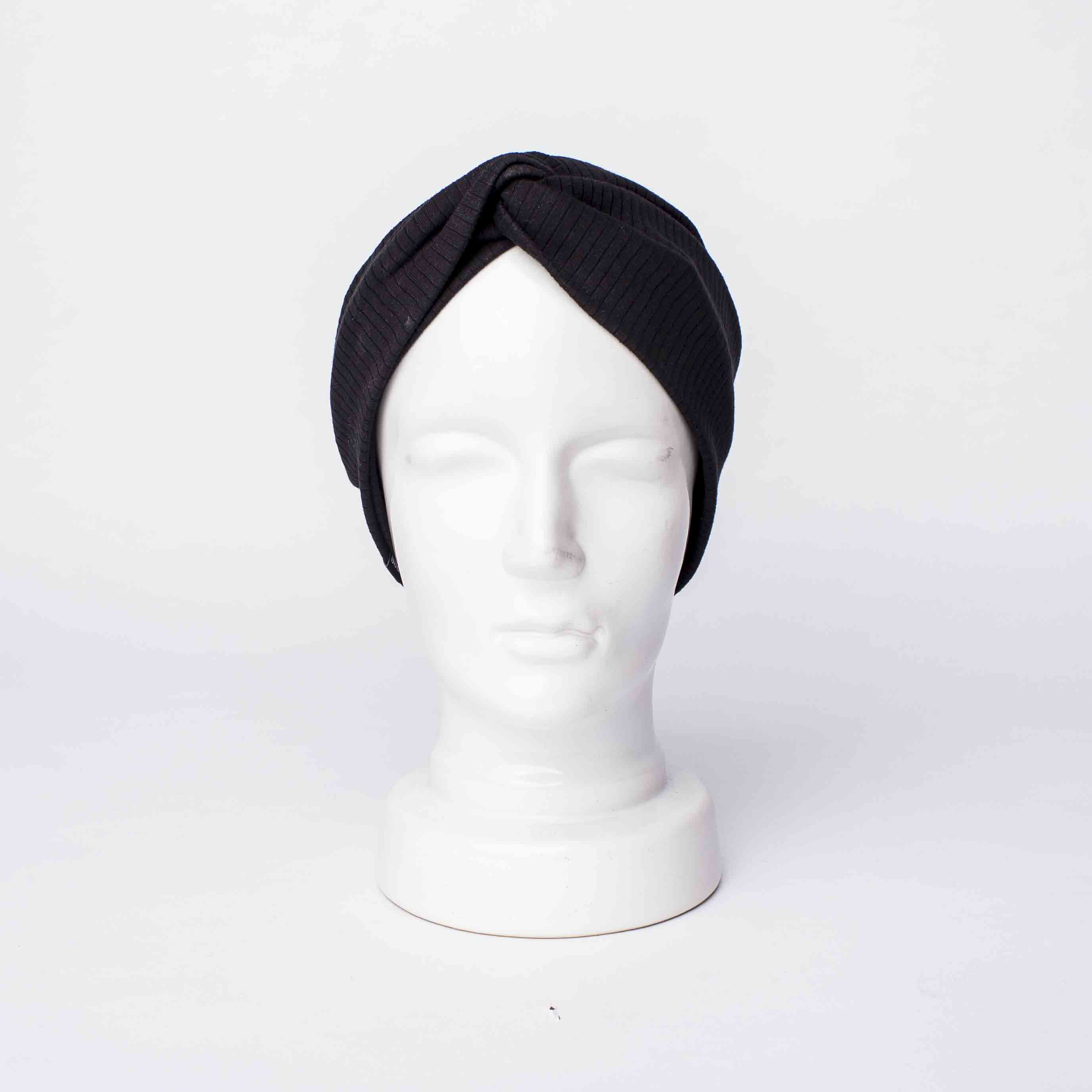 Headband Turban: Black Rib