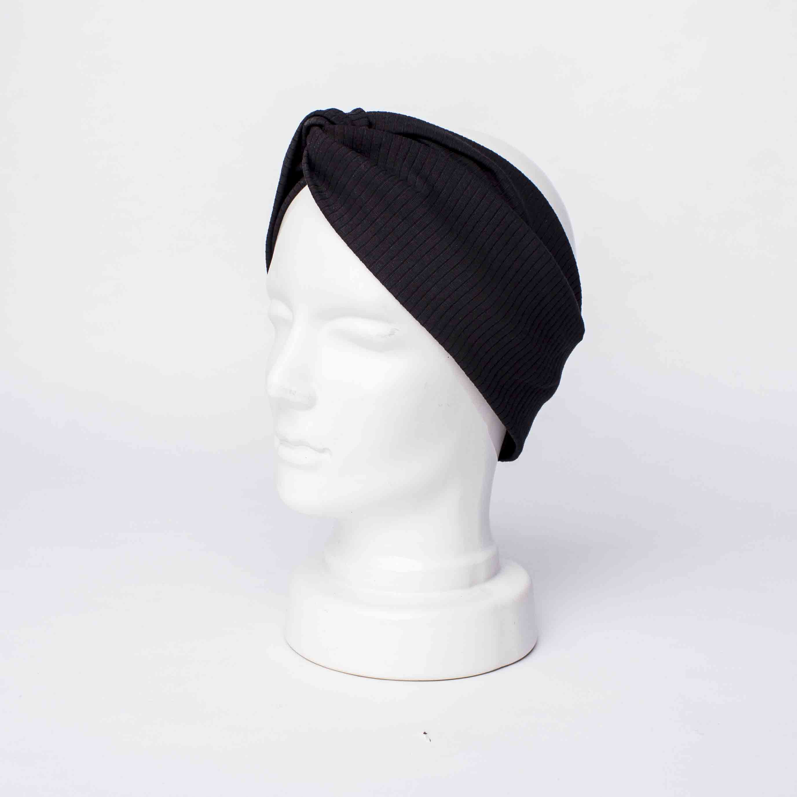 Headband Turban: Black Rib – Bild 2
